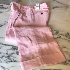 Phillip Lim 3.1 size 0 pink linen/viscose 100%silk lined pleated crop pants NWT